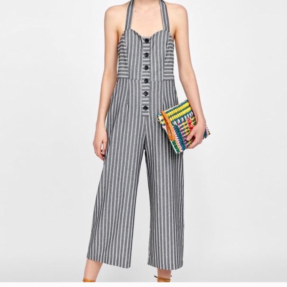 Zara striped cuollotte style jumpsuit